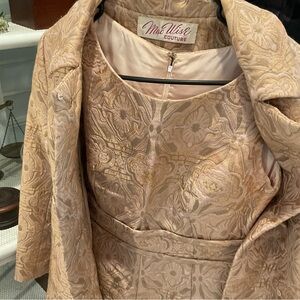 Exquisite Vintage 50’s 60’s Mac Wise Couture Metallic Brocade Dress and Coat Set